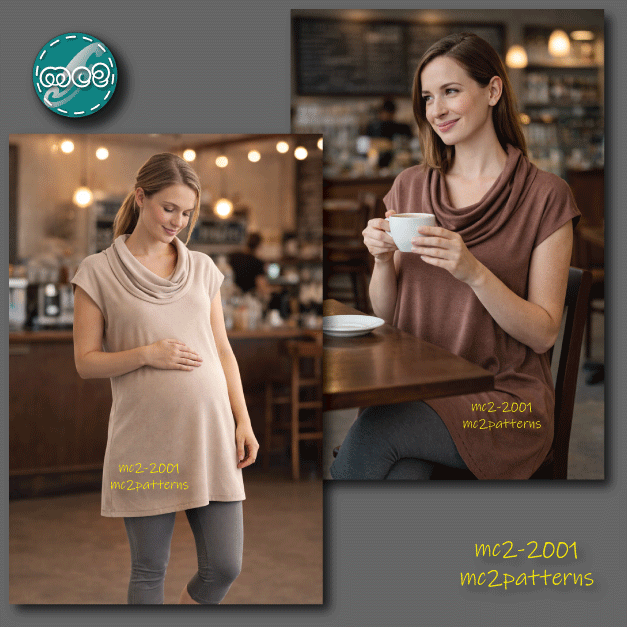 Shift Dress Tunic Drop-shoulder Cowl-neck / mc2-2001