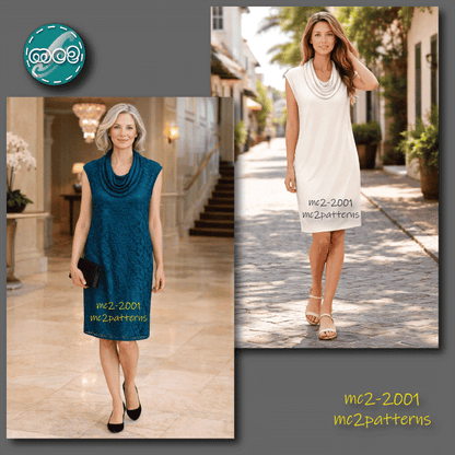 Shift Dress Tunic Drop-shoulder Cowl-neck / mc2-2001