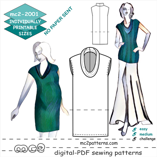 Shift Dress Tunic Drop-shoulder Cowl-neck