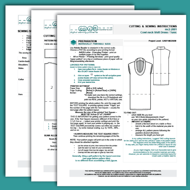 Shift Dress Tunic Drop-shoulder Cowl-neck