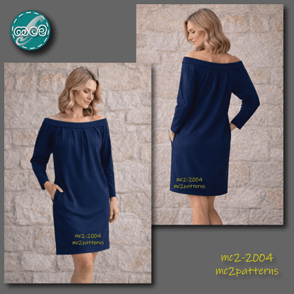 Pleated Off-Shoulder Dress Tunic / mc2-2004