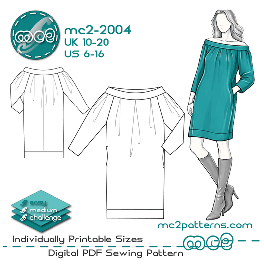 Pleated Off-Shoulder Dress Tunic / mc2-2004