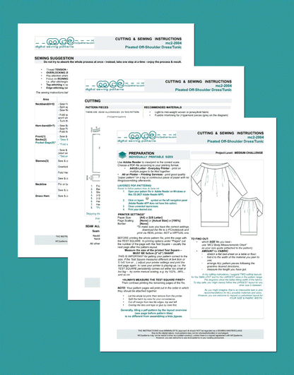 Pleated Off-Shoulder Dress/Tunic with In-seam Pockets