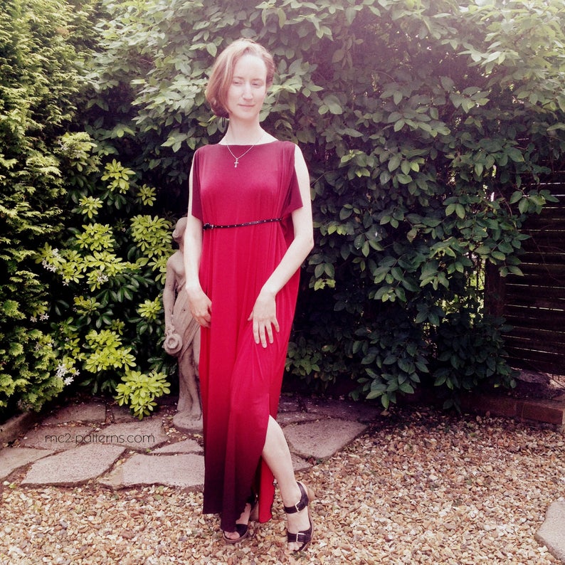 Loose-Fit Cold-Shoulder ONE-SIZE Caftan Dress / mc2-2005 Loose-Fit Cold-Shoulder ONE-SIZE Caftan Dress / mc2-2005