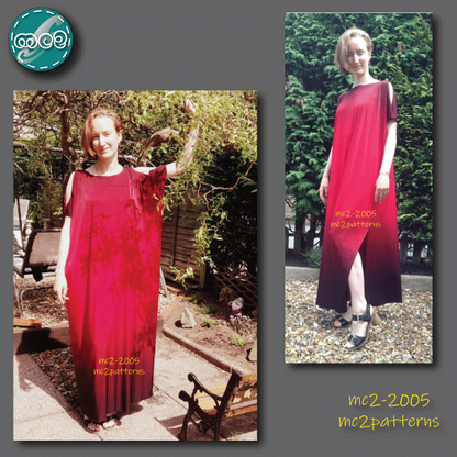 Loose-Fit Cold-Shoulder ONE-SIZE Caftan Dress / mc2-2005