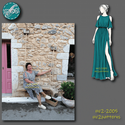 Loose-Fit Cold-Shoulder ONE-SIZE Caftan Dress / mc2-2005