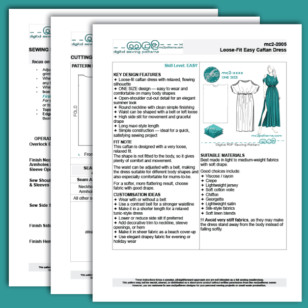 Loose-Fit Cold-Shoulder ONE-SIZE Caftan Dress / mc2-2005