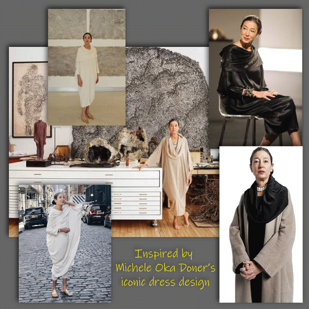 Cowl-collar/bolero Dress Loose-fit Michele-Oka-Doner-style