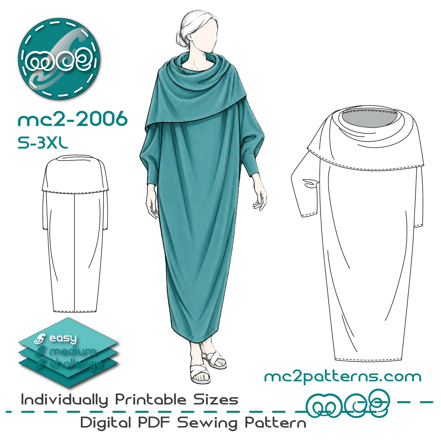 Cowl-collar/bolero Dress Loose-fit Michele-Oka-Doner-style / mc2-2006