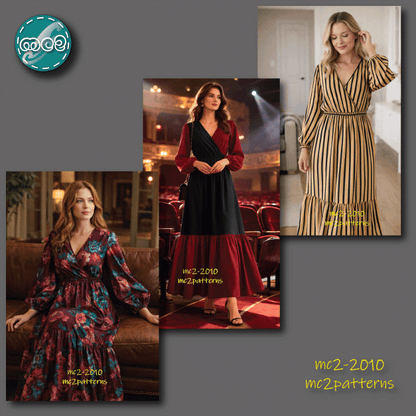 Loose-fit Maxi Dress, Bishop Sleeves, Bodice Wrap / mc2-2010