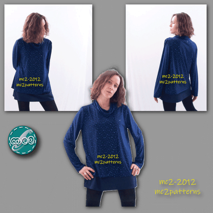 Double-layer Faux-Wrap Tunic with Cowl-neck / mc2-2012