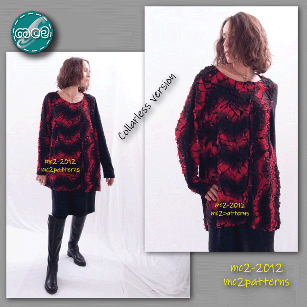 Double-layer Faux-Wrap Tunic with Cowl-neck / mc2-2012