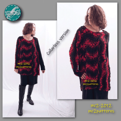 Double-layer Faux-Wrap Tunic with Cowl-neck / mc2-2012