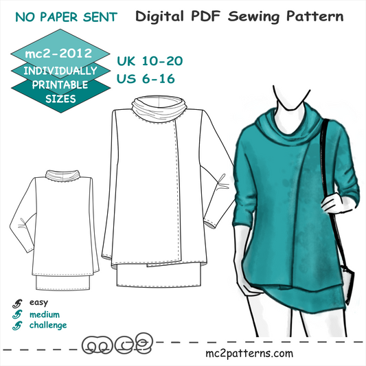 Double-layer Faux-Wrap Tunic with Cowl-neck / mc2-2012