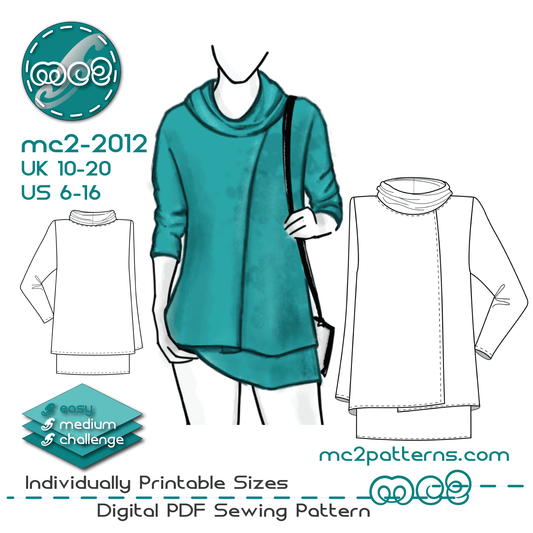 Double-layer Faux-Wrap Tunic with Cowl-neck / mc2-2012