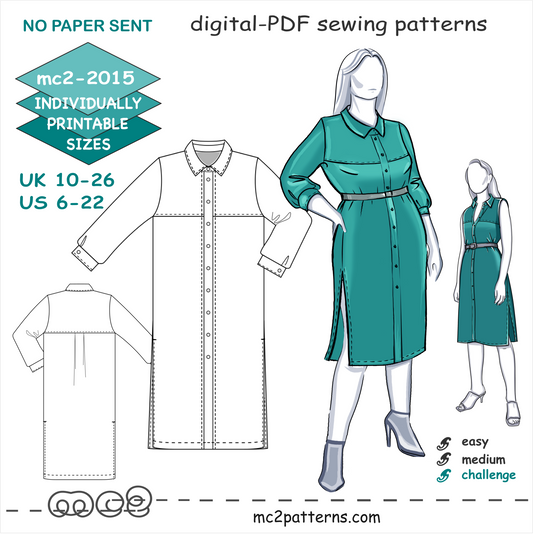Shirt-Dress Summer-Duster with Front & Back Yokes