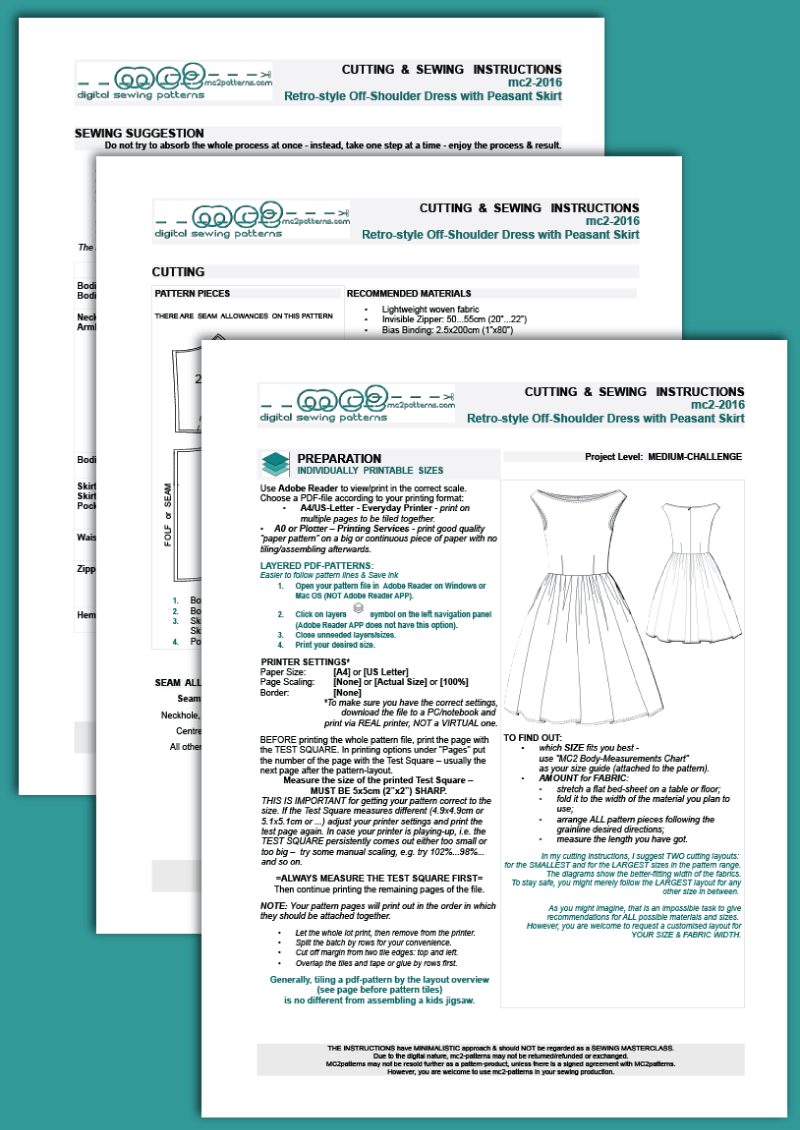 Retro-style Off-Shoulder Dress with Peasant Skirt