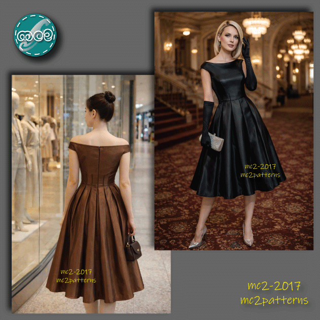 Off-Shoulder Retro-style Dress, Pleated Skirt / mc2-2017
