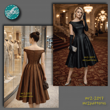 Off-Shoulder Retro-style Dress, Pleated Skirt / mc2-2017