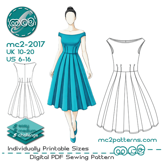 Off-Shoulder Retro-style Dress, Pleated Skirt / mc2-2017