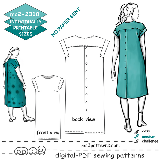 Shift Dolman Dress with Mock-up/False Back-Fastening