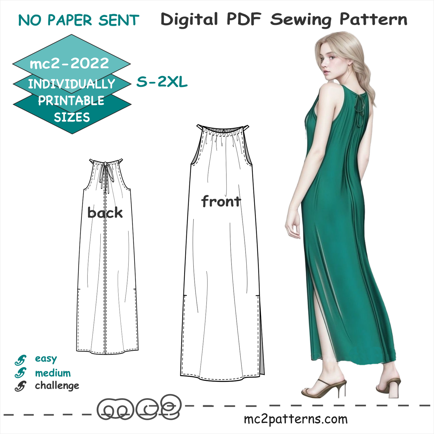 Sundress Nightgown Loose-fit Open-shoulders / mc2-2022