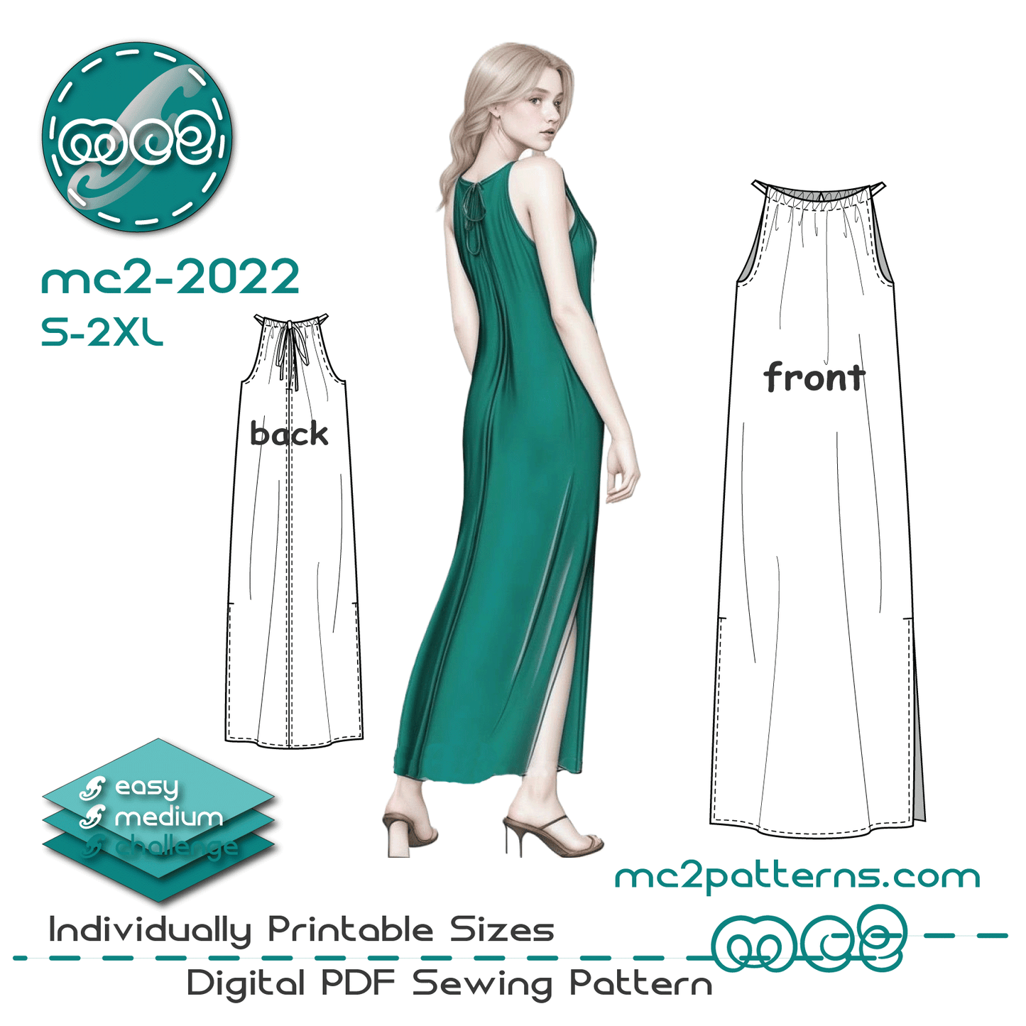 Sundress Nightgown Loose-fit Open-shoulders / mc2-2022