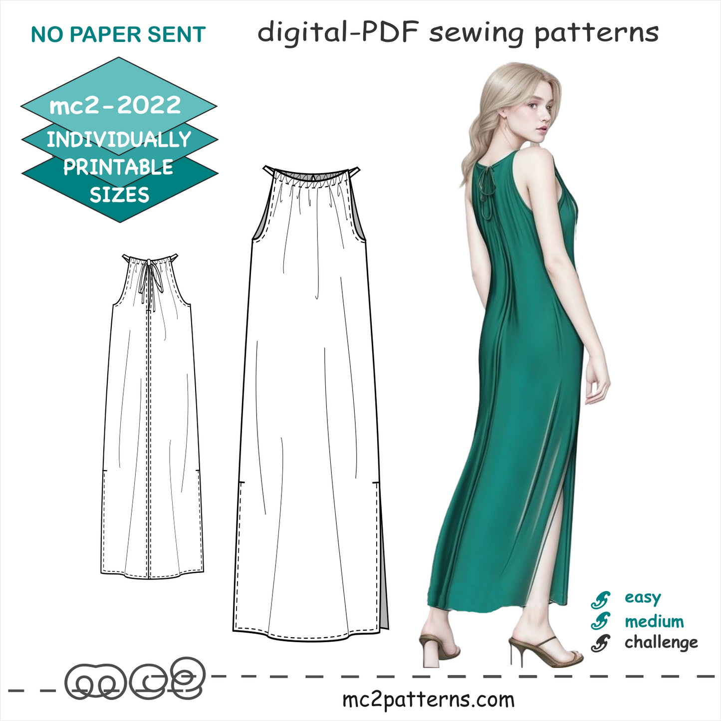 Sundress Nightgown Loose-fit Open-shoulders