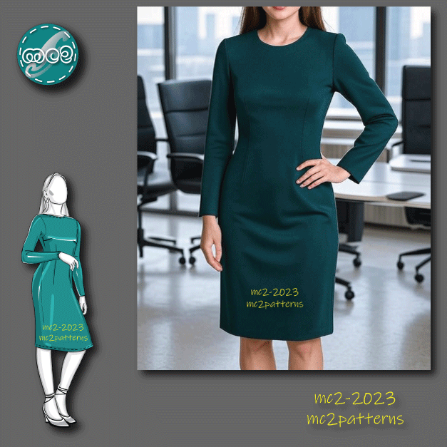 Sheath Dress Block Sloper Fitted Long-sleeve / mc2-2023