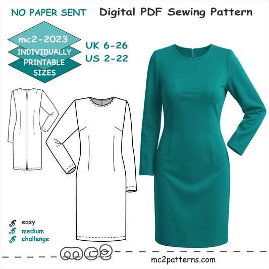 Sheath Dress Block Sloper Fitted Long-sleeve / mc2-2023