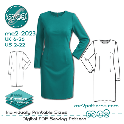 Sheath Dress Block Sloper Fitted Long-sleeve / mc2-2023