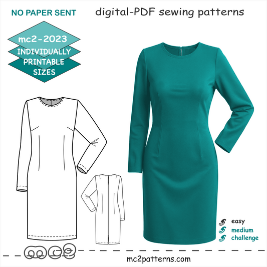 Sheath Dress Block Sloper Fitted Long-sleeve