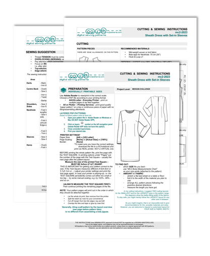 Sheath Dress with Long Set-in Sleeves Sloper/Block-pattern