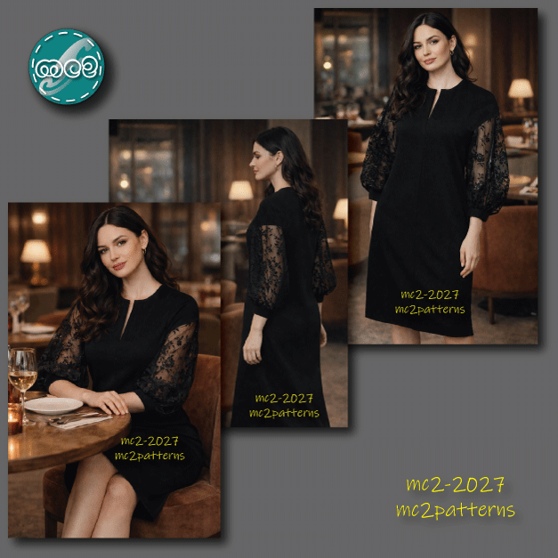 Shift Cocktail Dress, Optional Light Cropped Puff Sleeves / mc2-2027