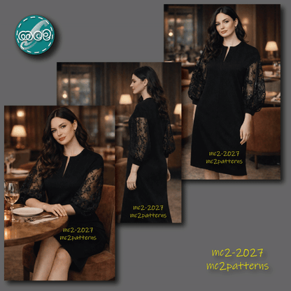 Shift Cocktail Dress, Optional Light Cropped Puff Sleeves / mc2-2027