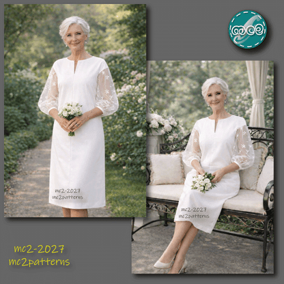 Shift Cocktail Dress, Optional Light Cropped Puff Sleeves / mc2-2027