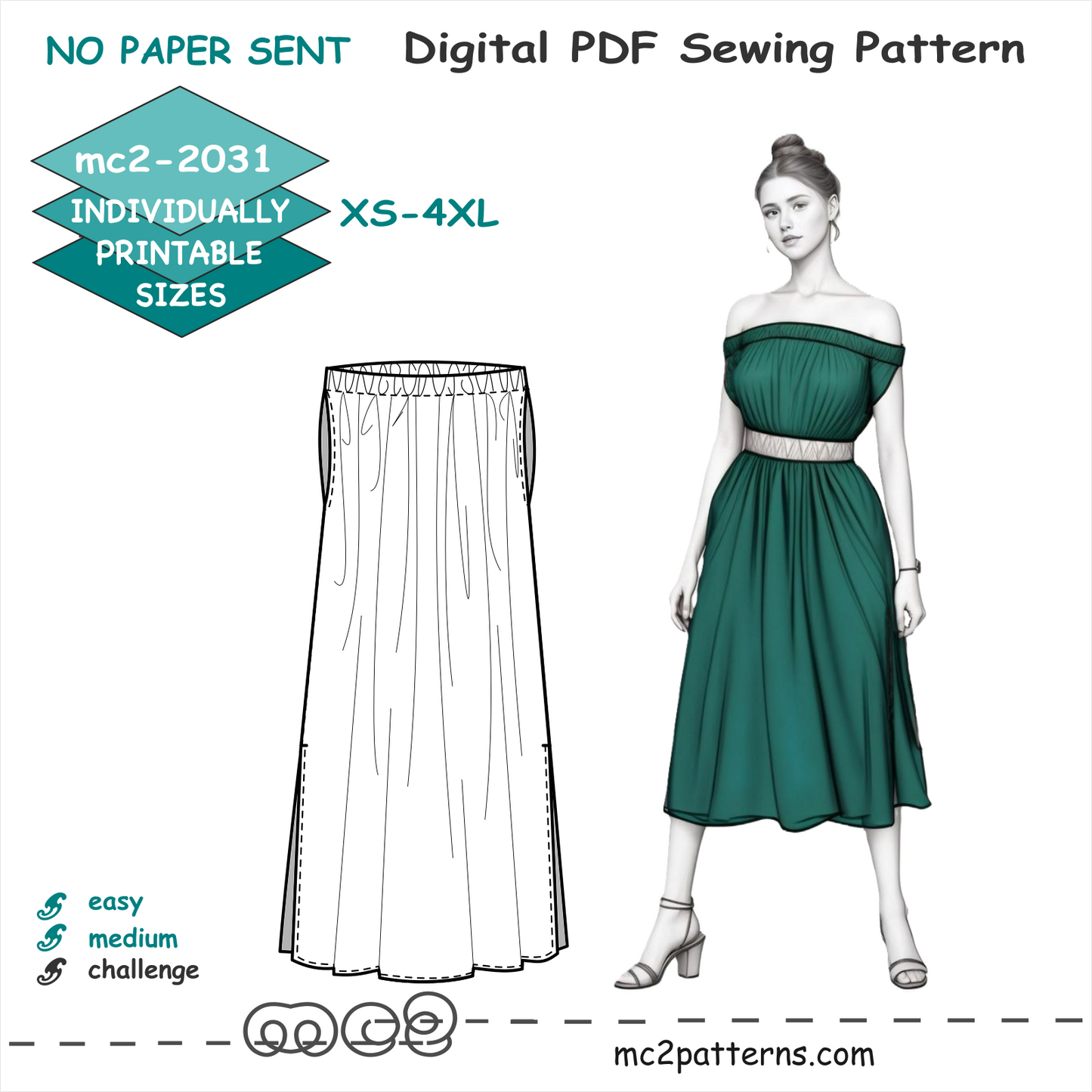 Off-shoulder Dress Loose-fit Easy-to-make / mc2-2031