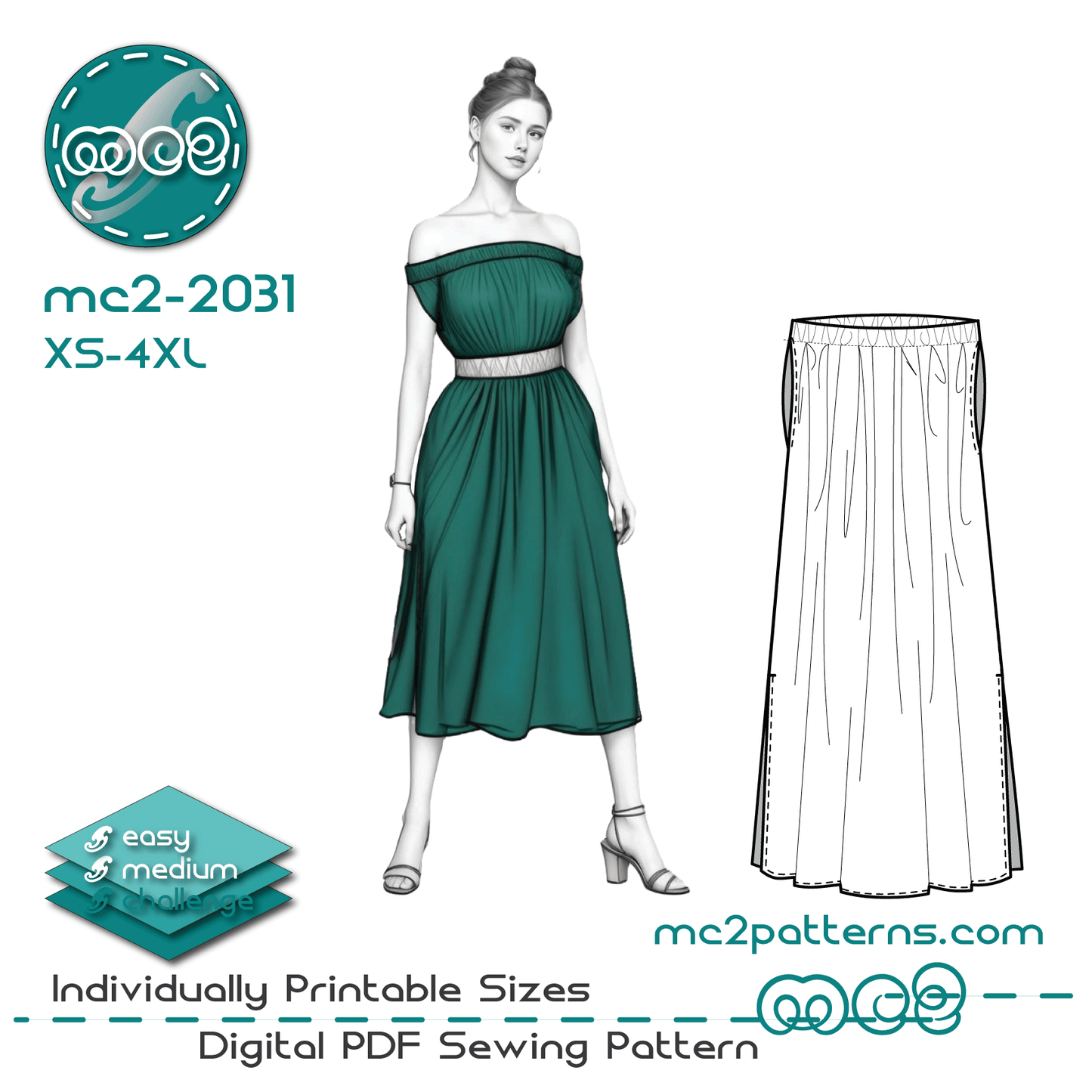 Off-shoulder Dress Loose-fit Easy-to-make / mc2-2031