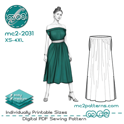 Off-shoulder Dress Loose-fit Easy-to-make / mc2-2031