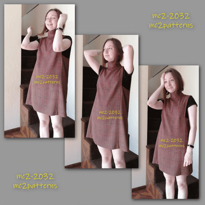 Tunic/Pinafore/Jumper-Dress with Turtle-neck Collar