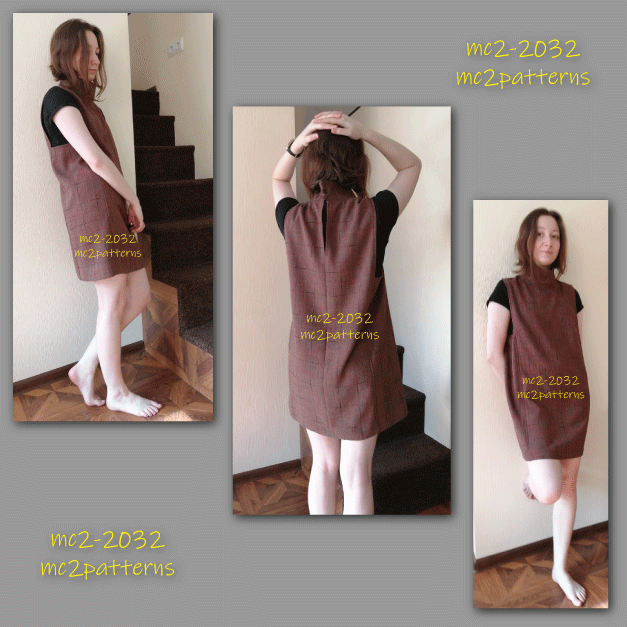 Tunic/Pinafore/Jumper-Dress with Turtle-neck Collar