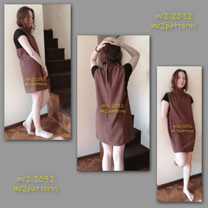 Tunic/Pinafore/Jumper-Dress with Turtle-neck Collar