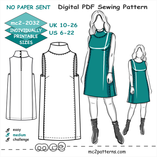 Tunic/Pinafore/Jumper-Dress with Turtle-neck Collar / mc2-2032