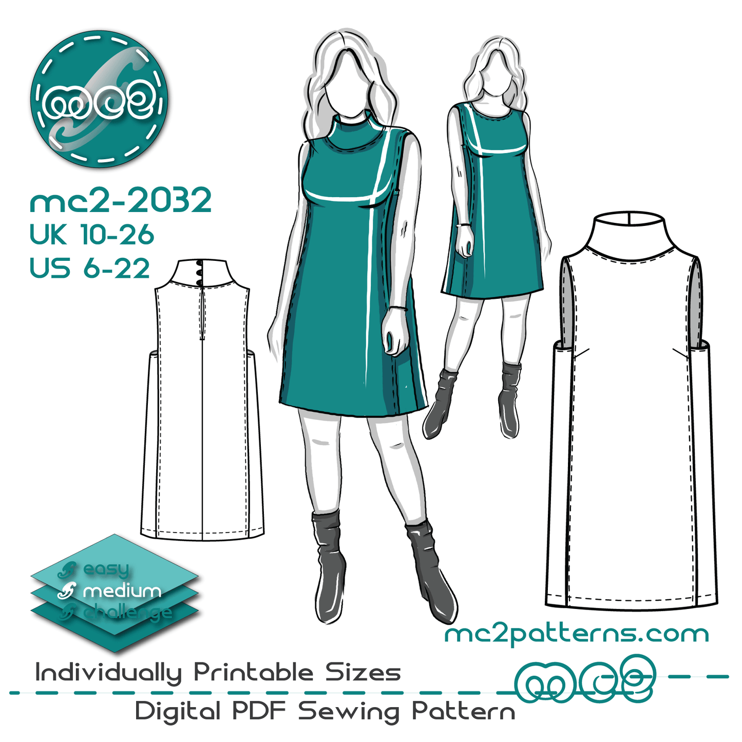 Tunic/Pinafore/Jumper-Dress with Turtle-neck Collar / mc2-2032