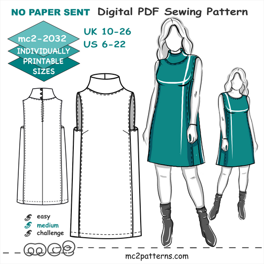 Tunic/Pinafore/Jumper-Dress with Turtle-neck Collar