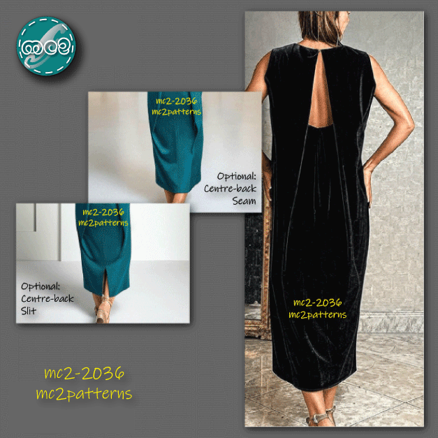 Sculptured-back Shift Dress Open-back / mc2-2036