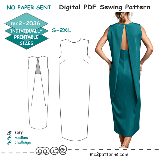 Sculptured-back Shift Dress Open-back / mc2-2036