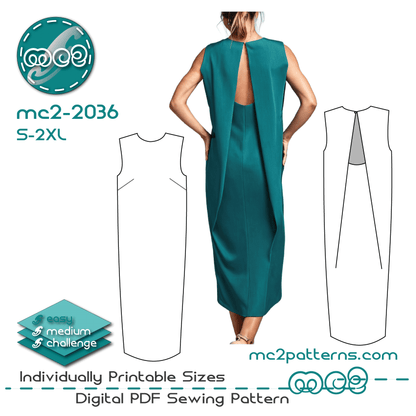 Sculptured-back Shift Dress Open-back / mc2-2036