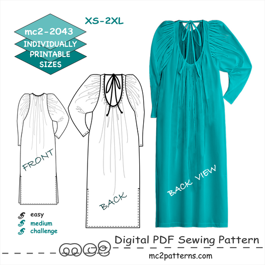 Open-back Boho Dress Peasant-style / mc2-2043