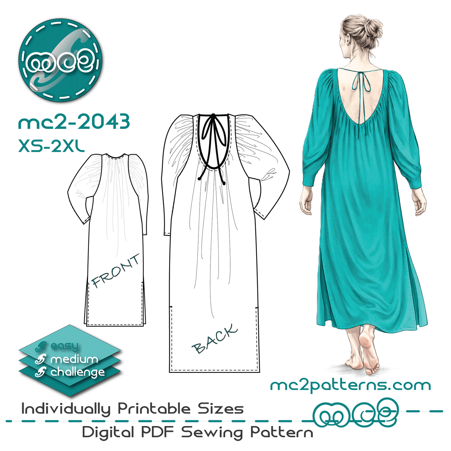 Open-back Boho Dress Peasant-style / mc2-2043